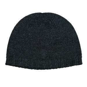 Vintage Polo Ralph Lauren 90s Gray Ribbed Knit Beanie Hat Wool Acrylic Blend